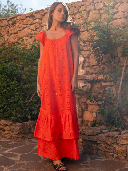 ‘SOUL’ BRODERIE ANGLAISE DRESS IN POPPY