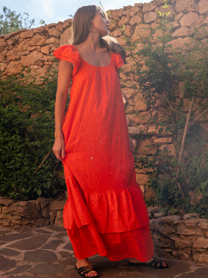 ‘SOUL’ BRODERIE ANGLAISE DRESS IN POPPY