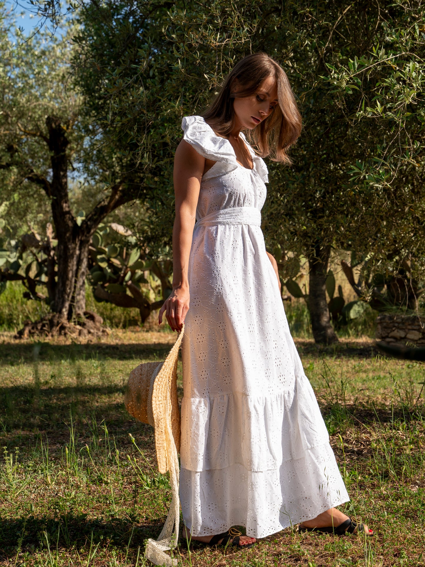 ‘SOUL’ BRODERIE ANGLAISE DRESS IN WHITE