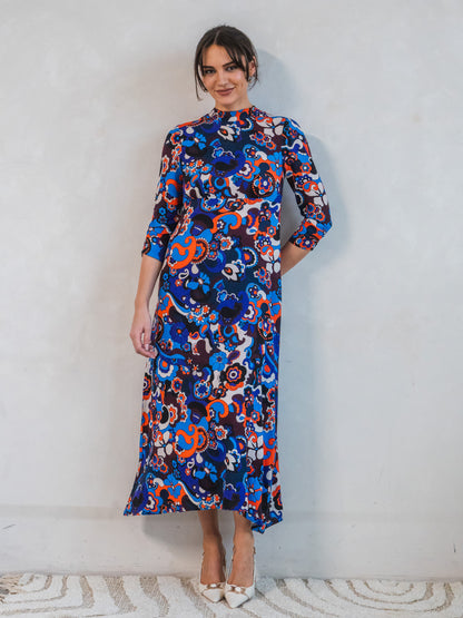 'STEVIE' DRESS IN RETRO FLOWER (EcoVero)