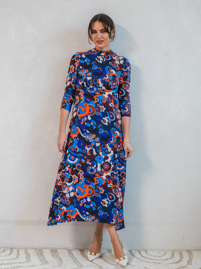 'STEVIE' DRESS IN RETRO FLOWER (EcoVero)