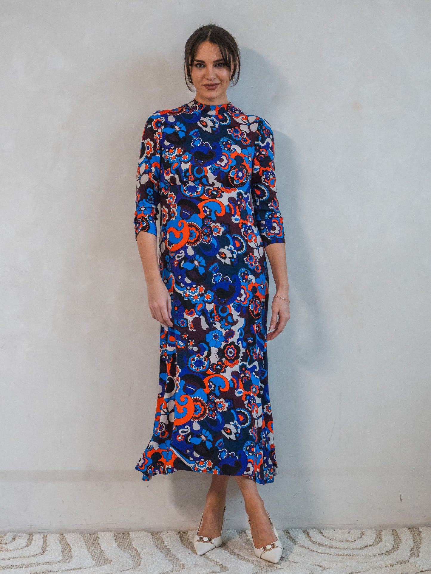 'STEVIE' DRESS IN RETRO FLOWER (EcoVero)