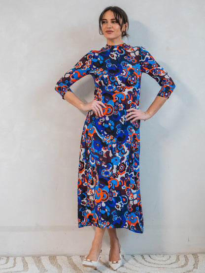 'STEVIE' DRESS IN RETRO FLOWER (EcoVero)