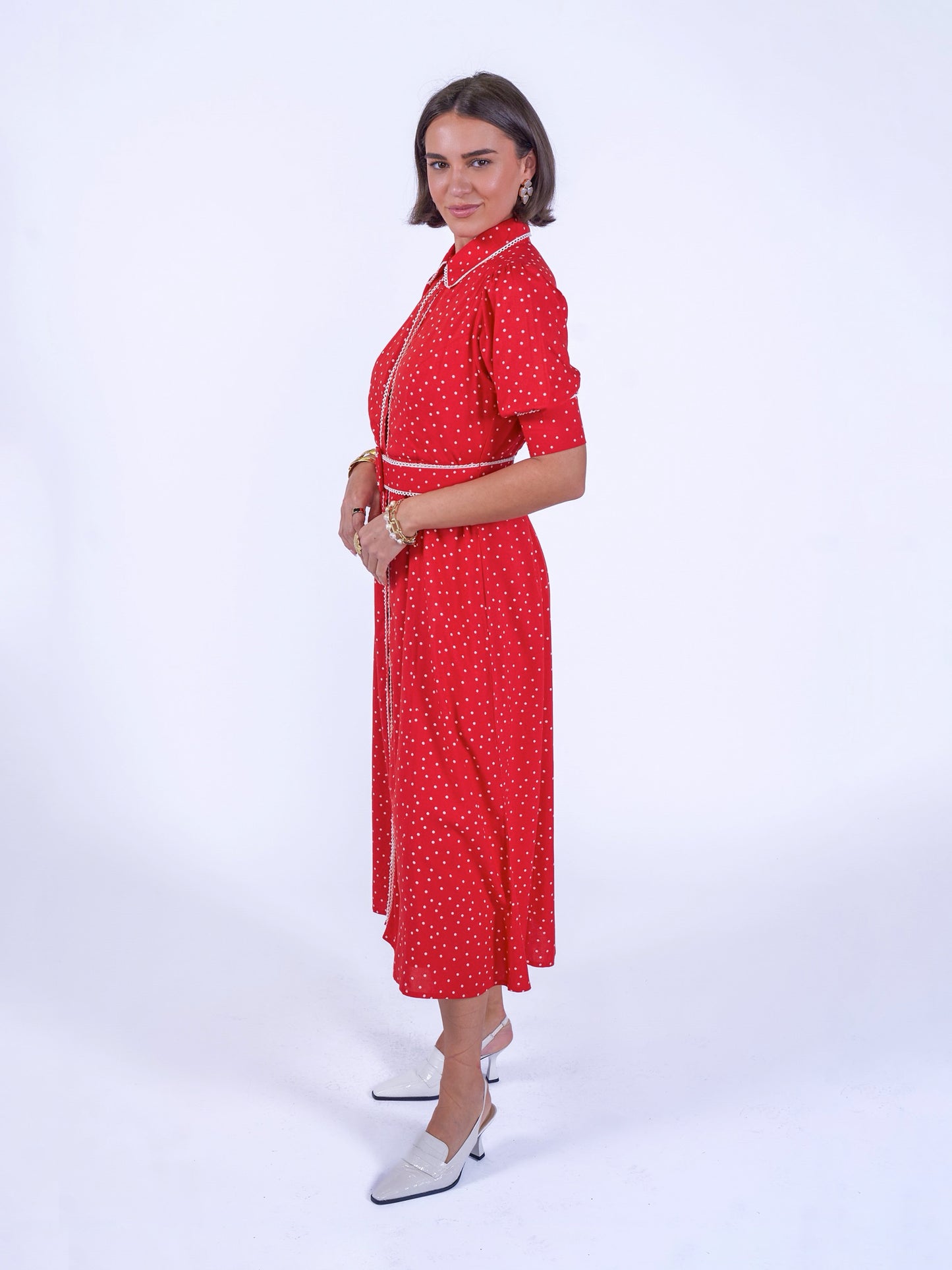 'SYDNEY' DRESS IN RED POLKA DOT
