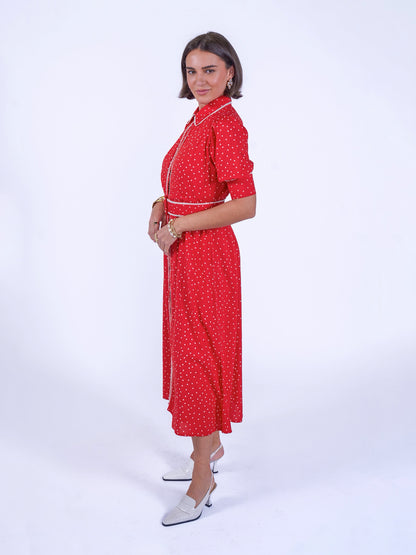 'SYDNEY' DRESS IN RED POLKA DOT