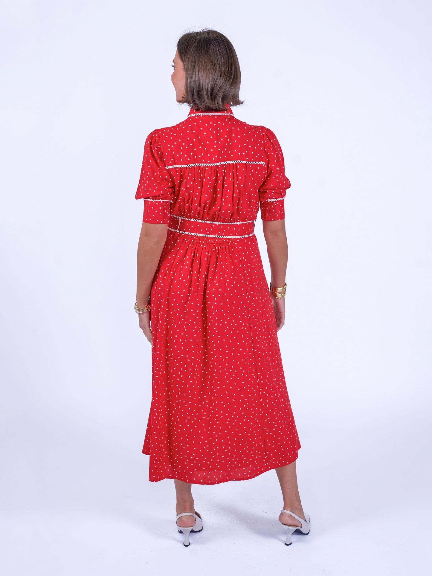 'SYDNEY' DRESS IN RED POLKA DOT