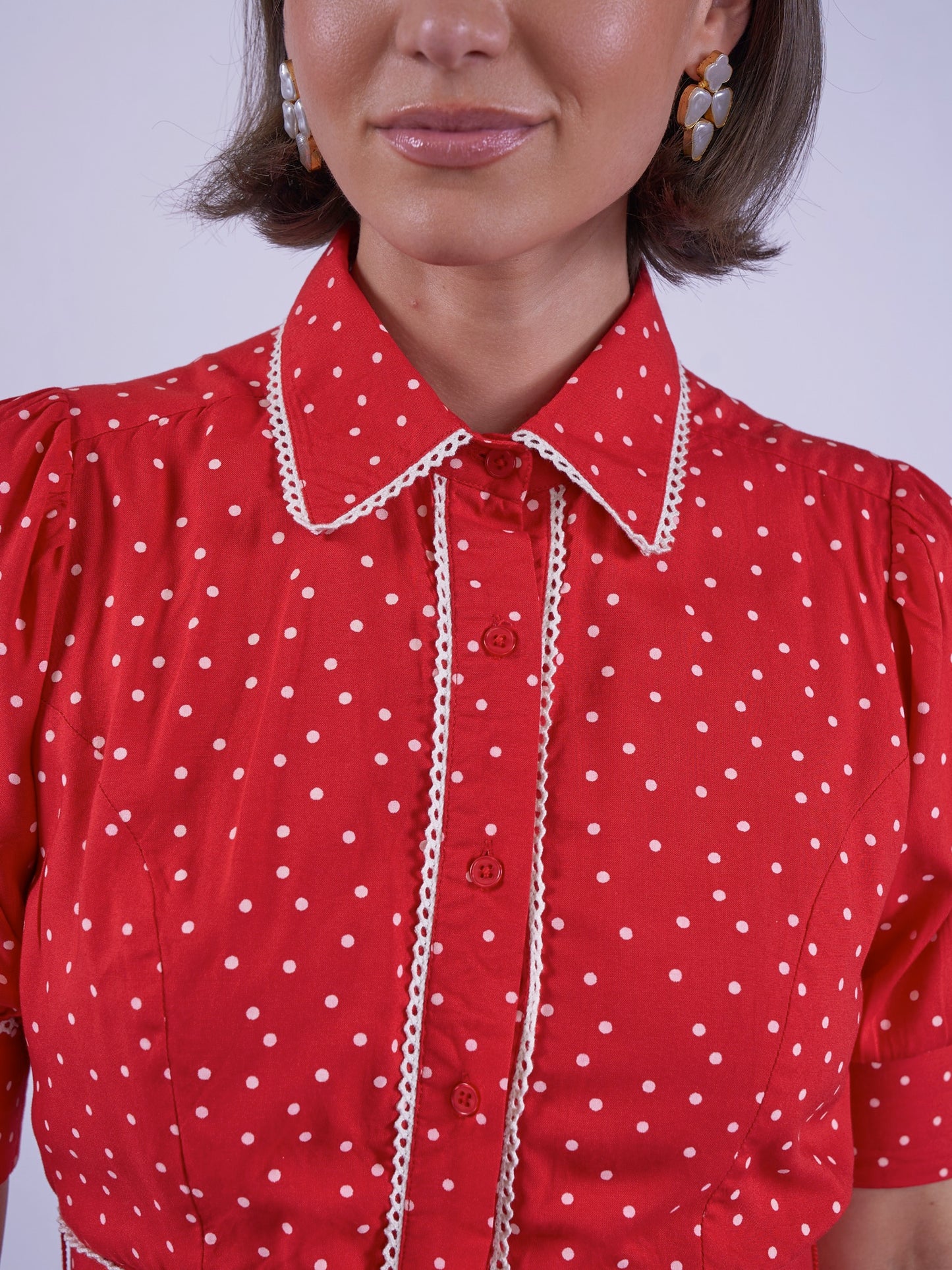 'SYDNEY' DRESS IN RED POLKA DOT