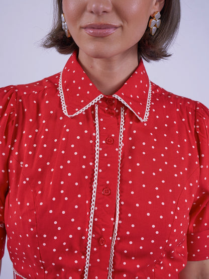 'SYDNEY' DRESS IN RED POLKA DOT