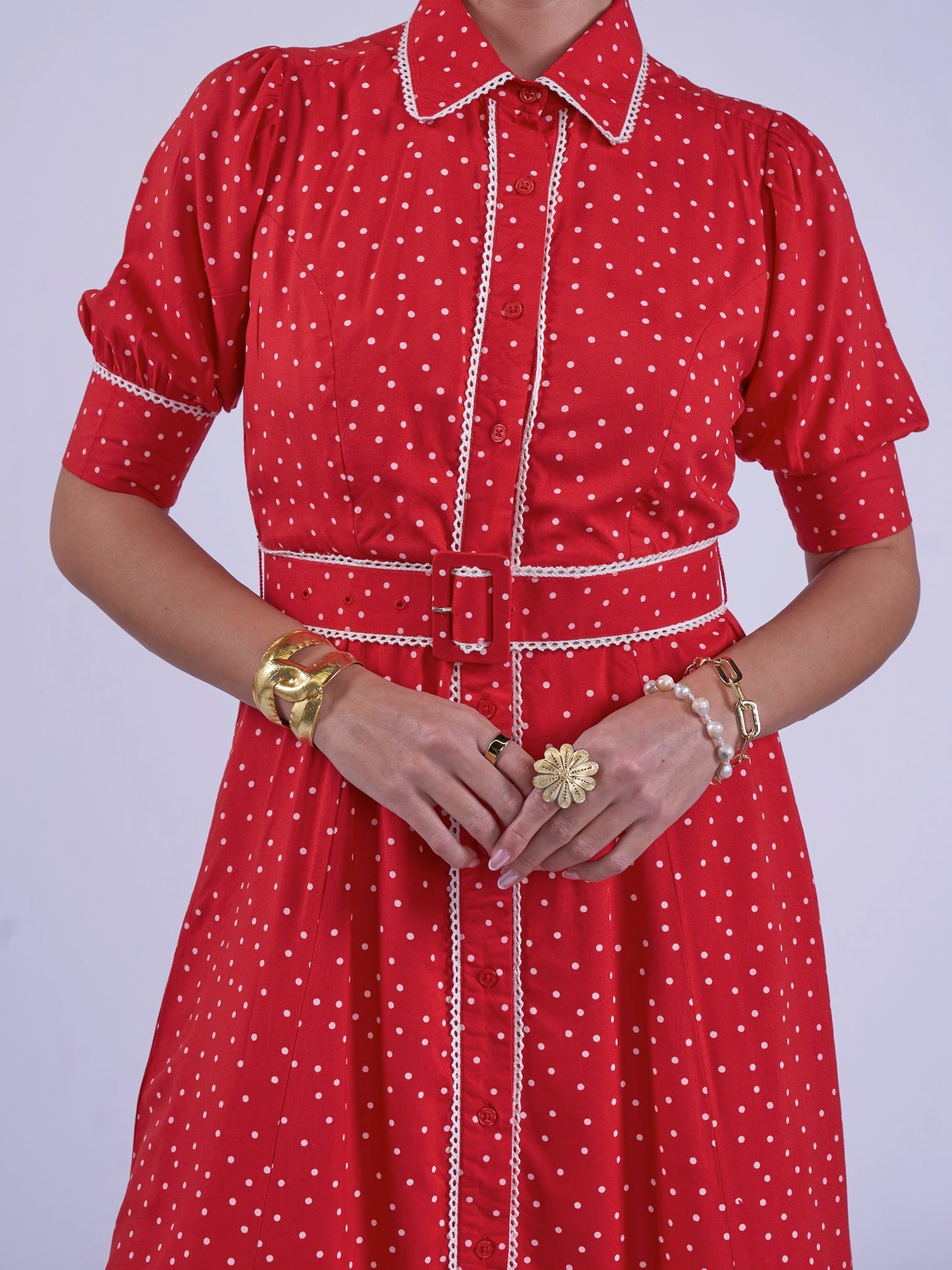 'SYDNEY' DRESS IN RED POLKA DOT