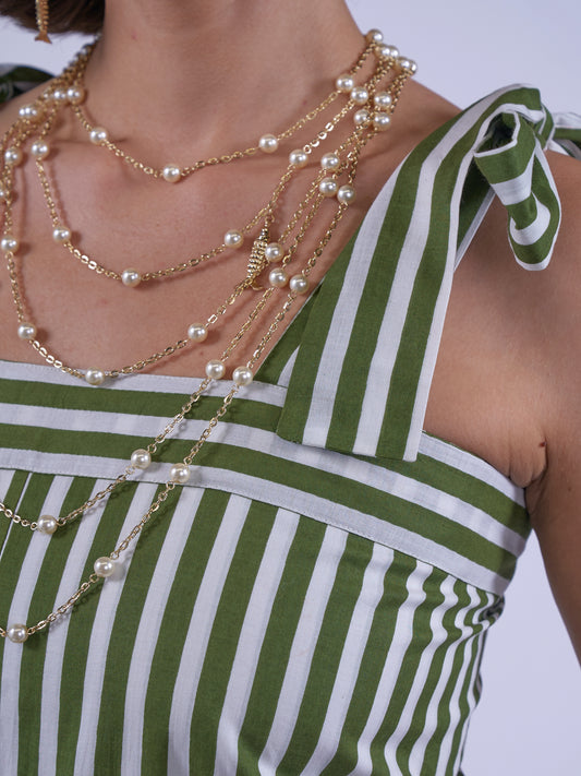 MULTI ROW SHELL PEARL NECKLACE