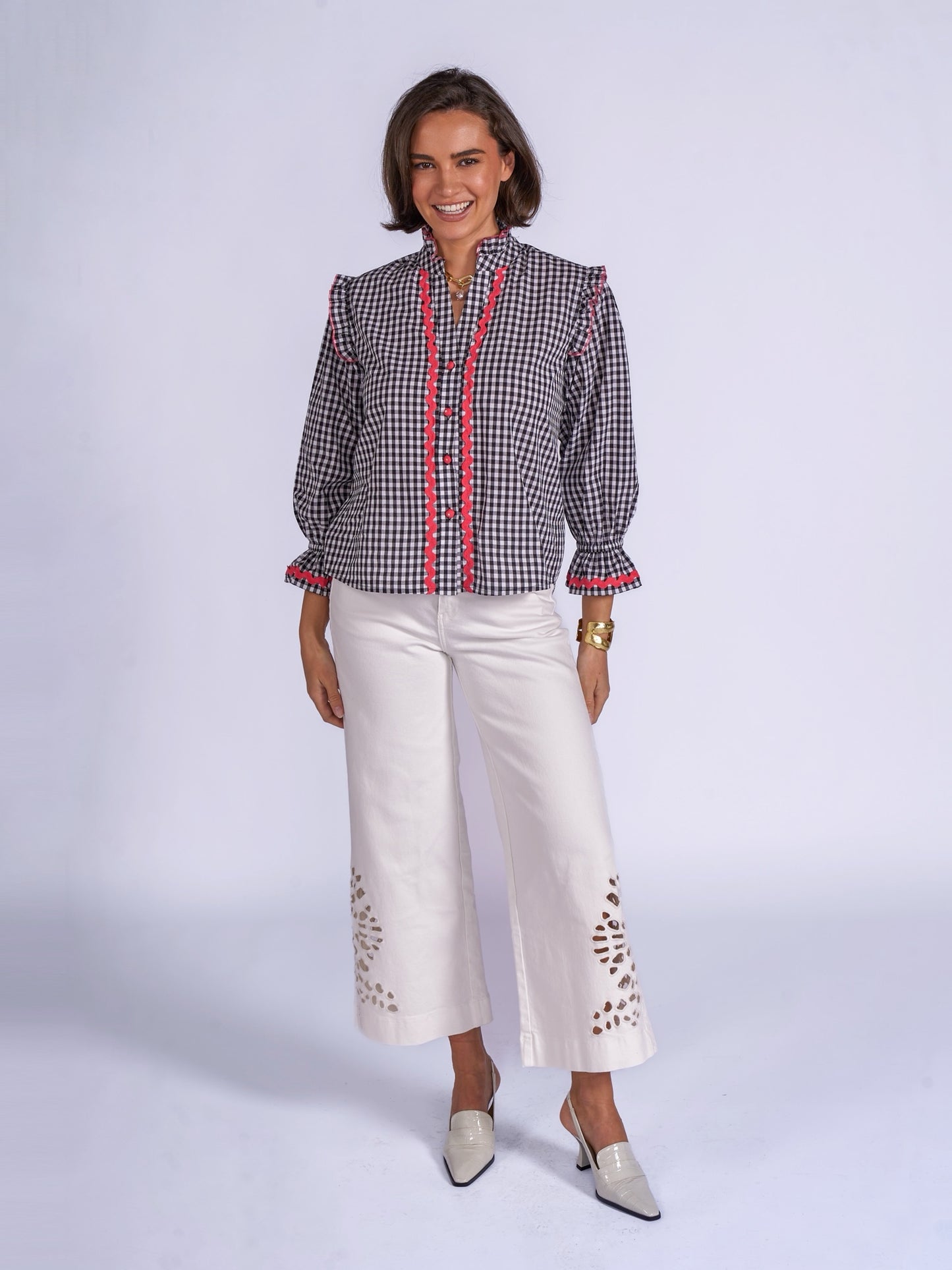 'BEO' BLOUSE IN BLACK GINGHAM