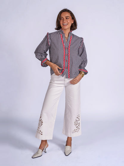 'BEO' BLOUSE IN BLACK GINGHAM