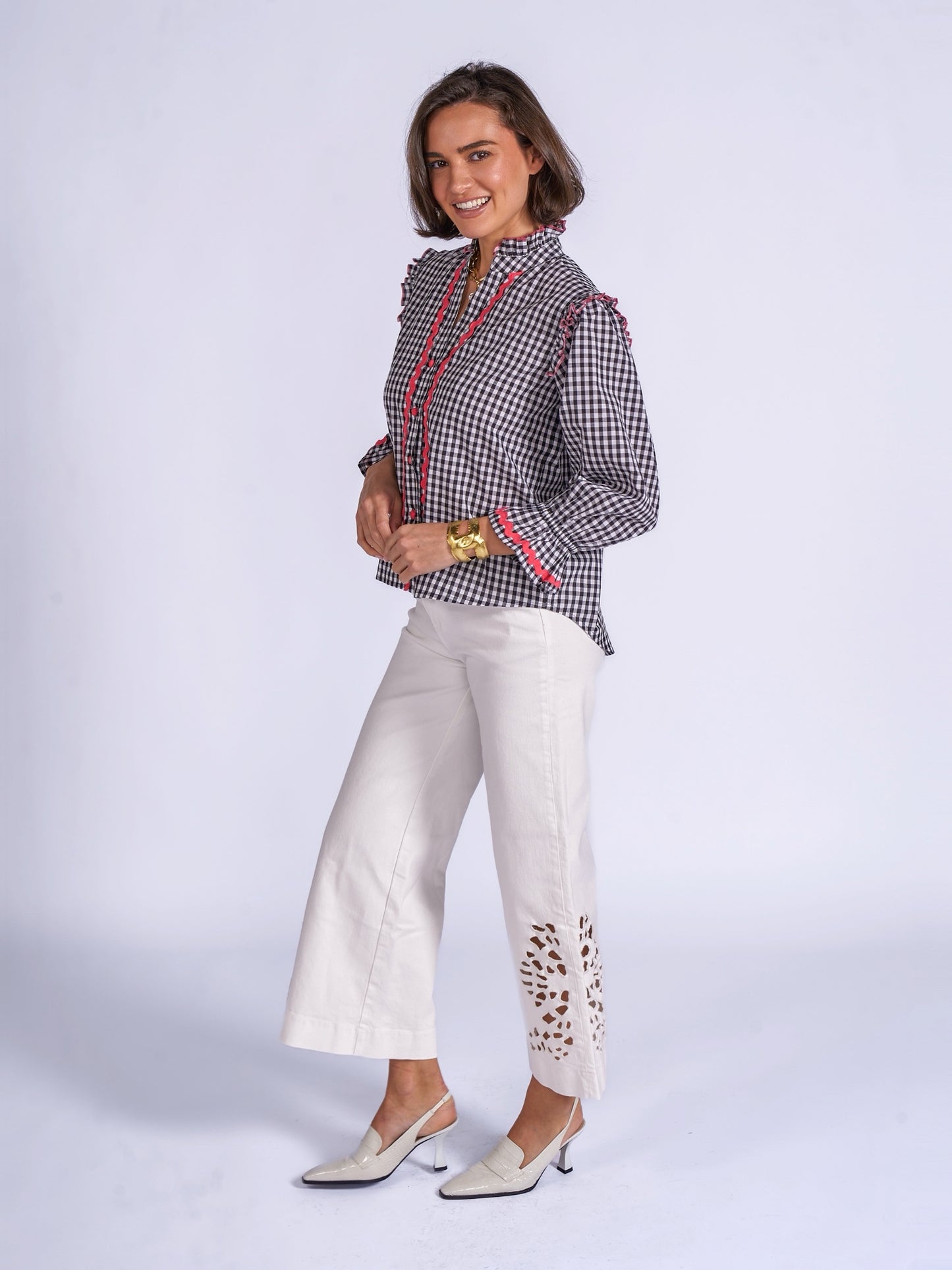 'BEO' BLOUSE IN BLACK GINGHAM