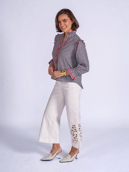 'BEO' BLOUSE IN BLACK GINGHAM