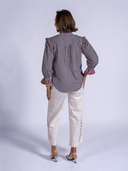 'BEO' BLOUSE IN BLACK GINGHAM