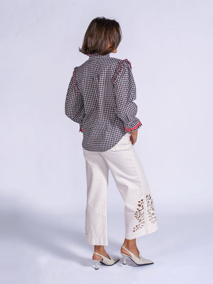 'BEO' BLOUSE IN BLACK GINGHAM
