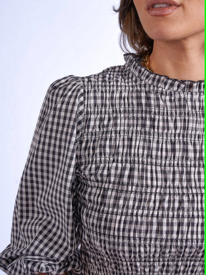 'BOBIN' BLOUSE IN BLACK GINGHAM