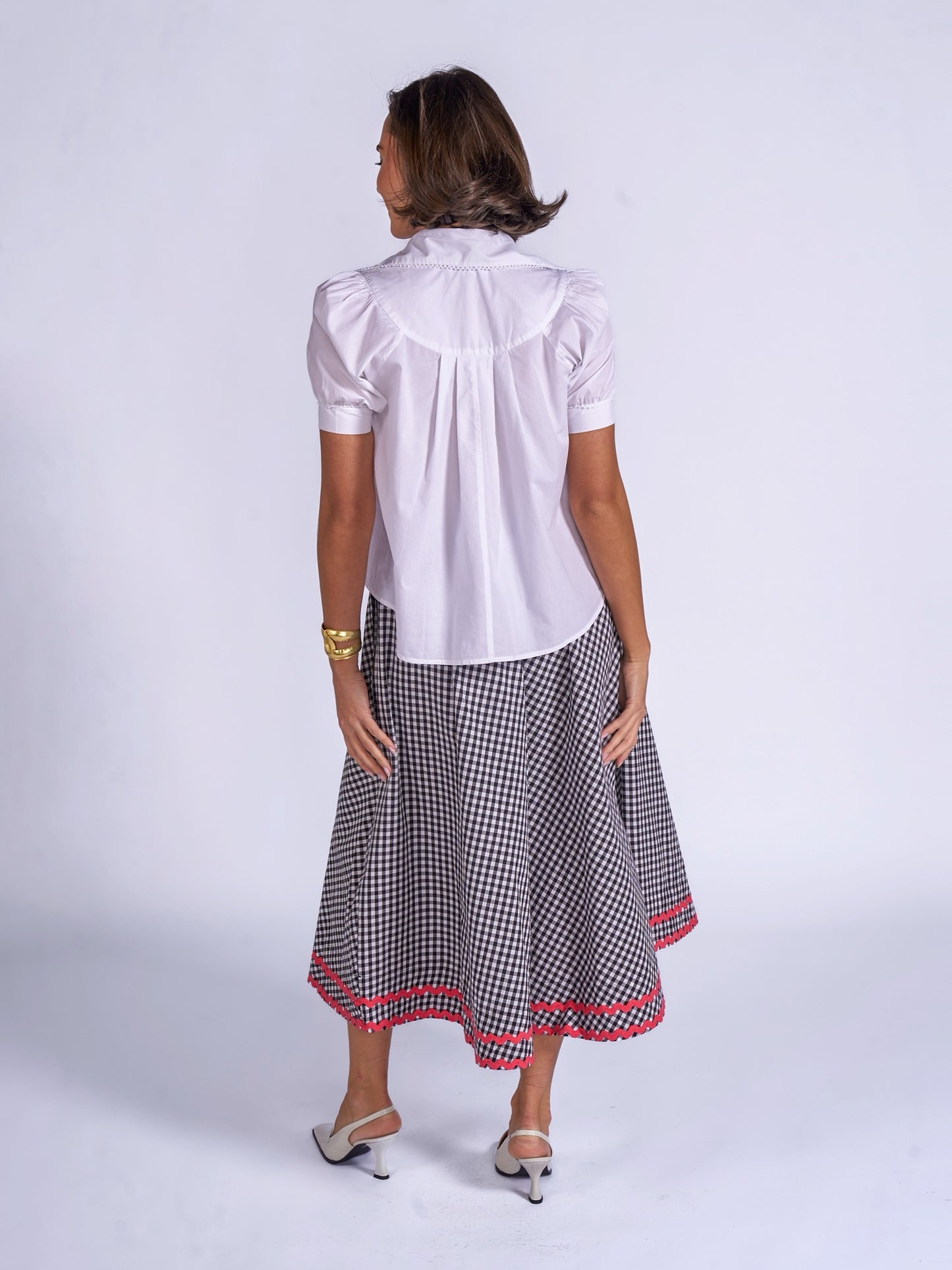 'FEATHER' SKIRT IN BLACK GINGHAM