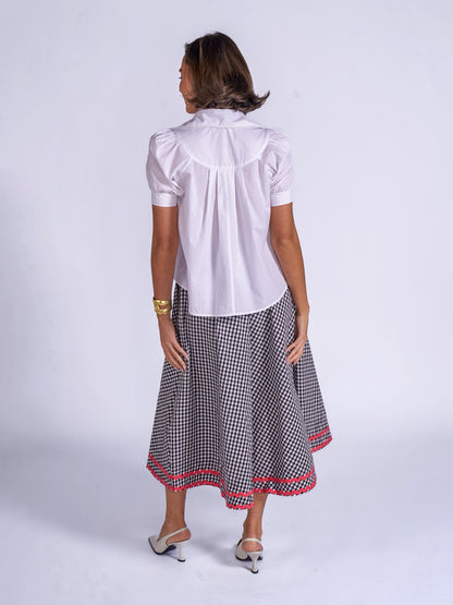 'FEATHER' SKIRT IN BLACK GINGHAM