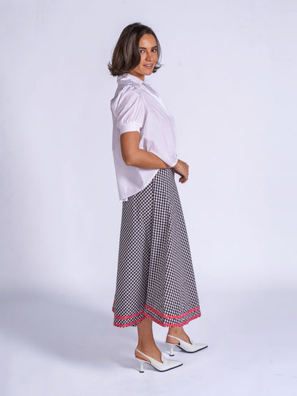 'FEATHER' SKIRT IN BLACK GINGHAM