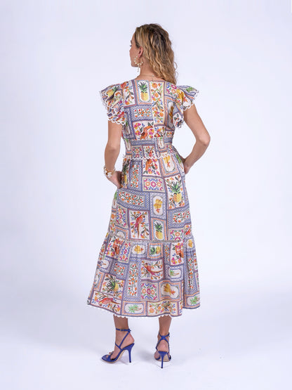 'MISHA'  DRESS IN TROPICAL PATCH