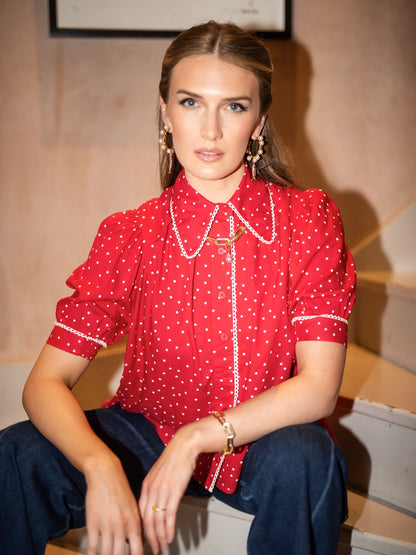 'PADDINGTON' BLOUSE IN RED POLKA DOT