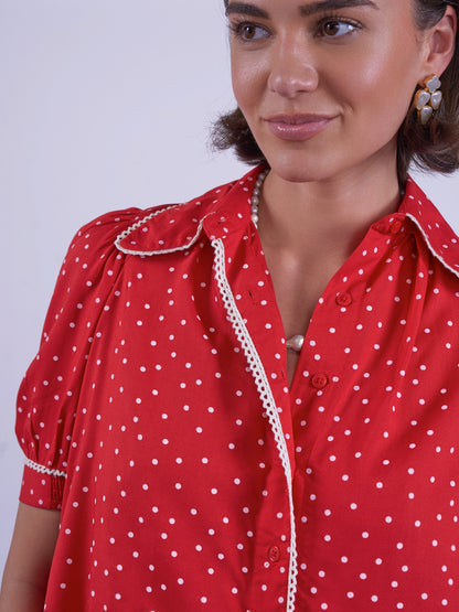 'PADDINGTON' BLOUSE IN RED POLKA DOT