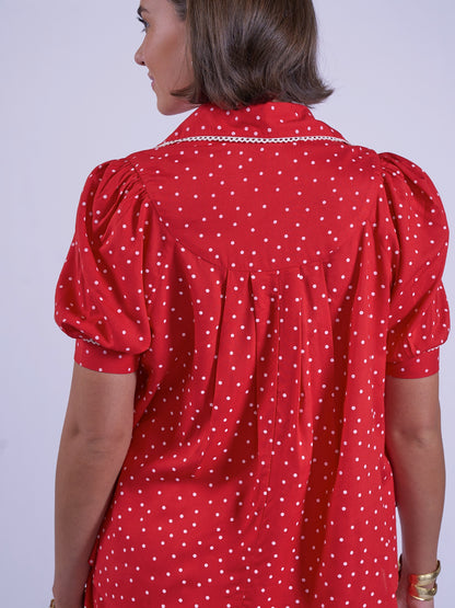 'PADDINGTON' BLOUSE IN RED POLKA DOT