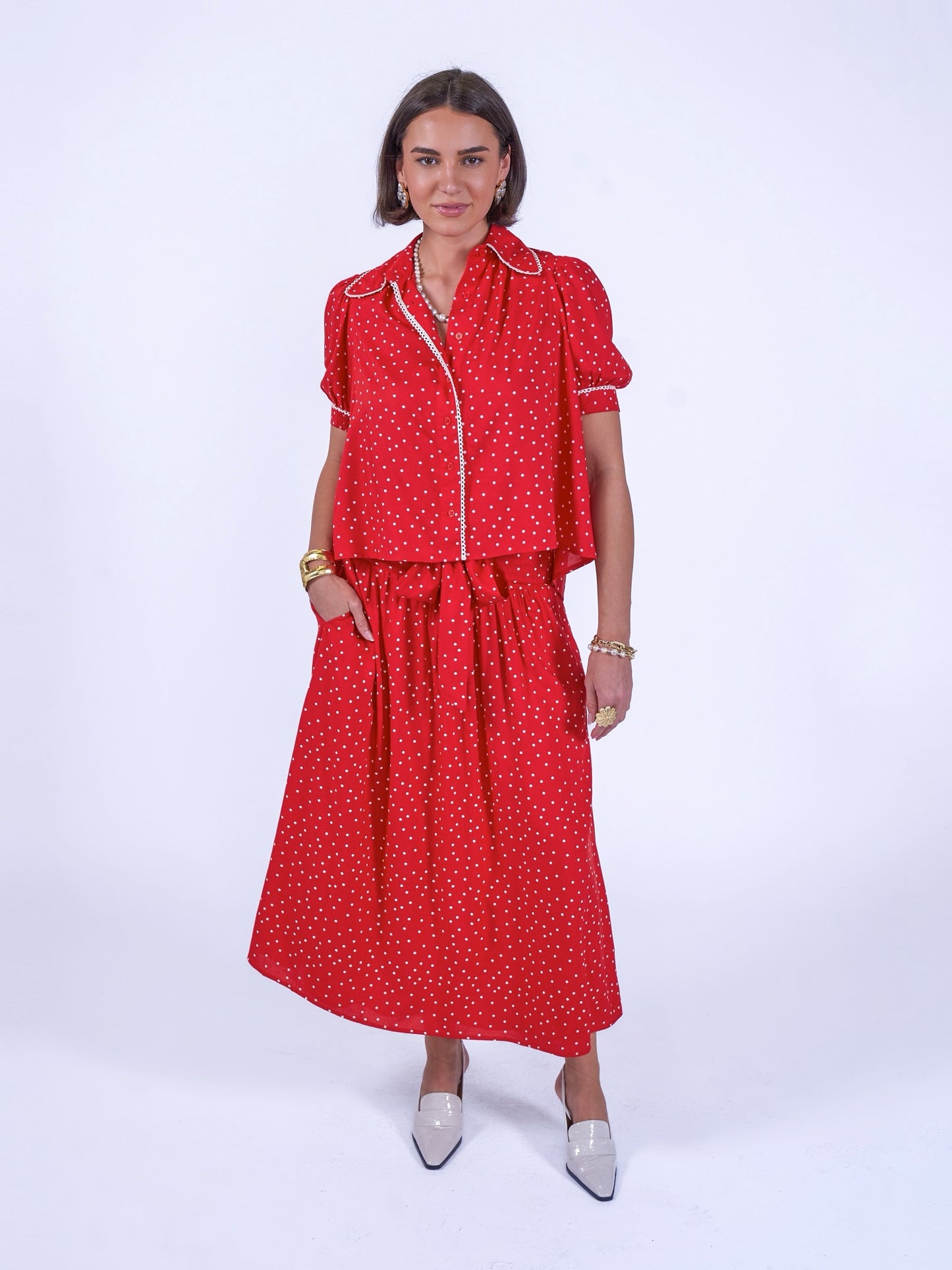 'PADDINGTON' BLOUSE IN RED POLKA DOT