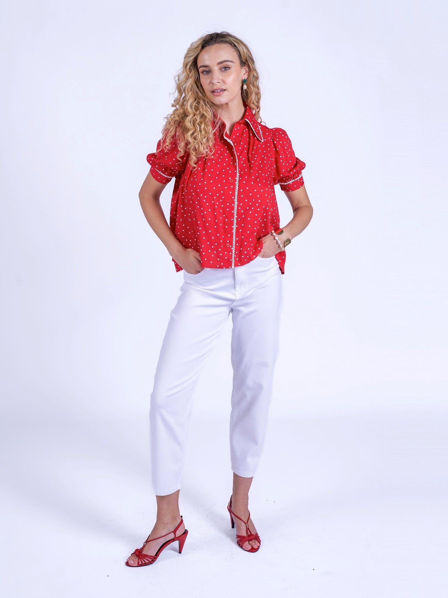 'PADDINGTON' BLOUSE IN RED POLKA DOT