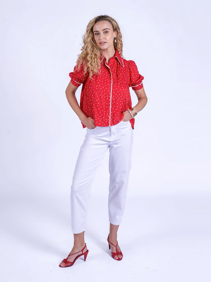'PADDINGTON' BLOUSE IN RED POLKA DOT