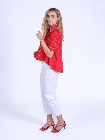 'PADDINGTON' BLOUSE IN RED POLKA DOT