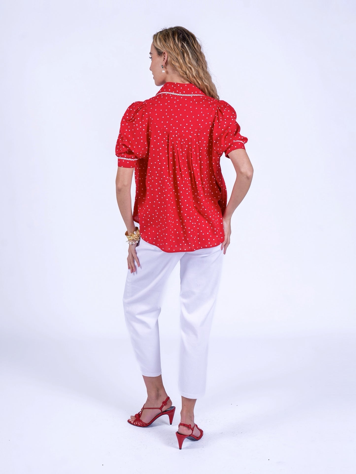 'PADDINGTON' BLOUSE IN RED POLKA DOT
