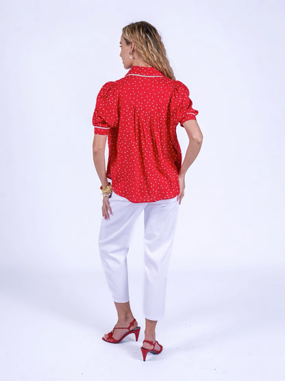 'PADDINGTON' BLOUSE IN RED POLKA DOT