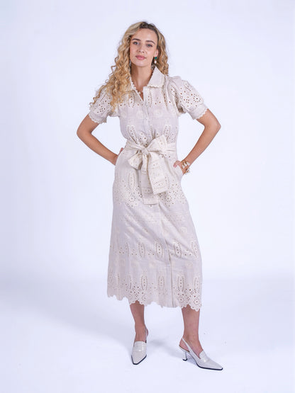 'SANI' MAXI DRESS IN CLOTTED CREAM