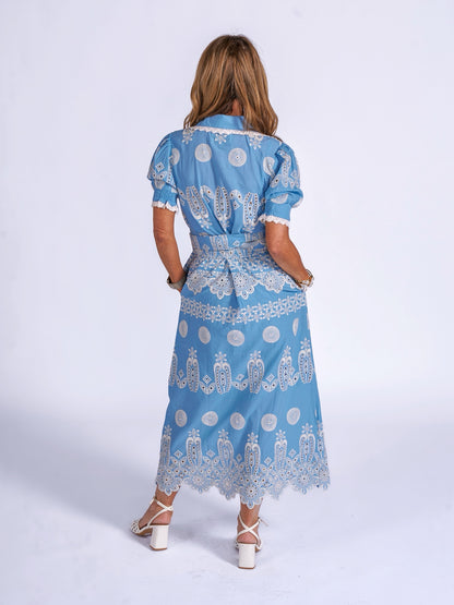 'SANI' PETITE MIDI DRESS IN BLUE - NEW