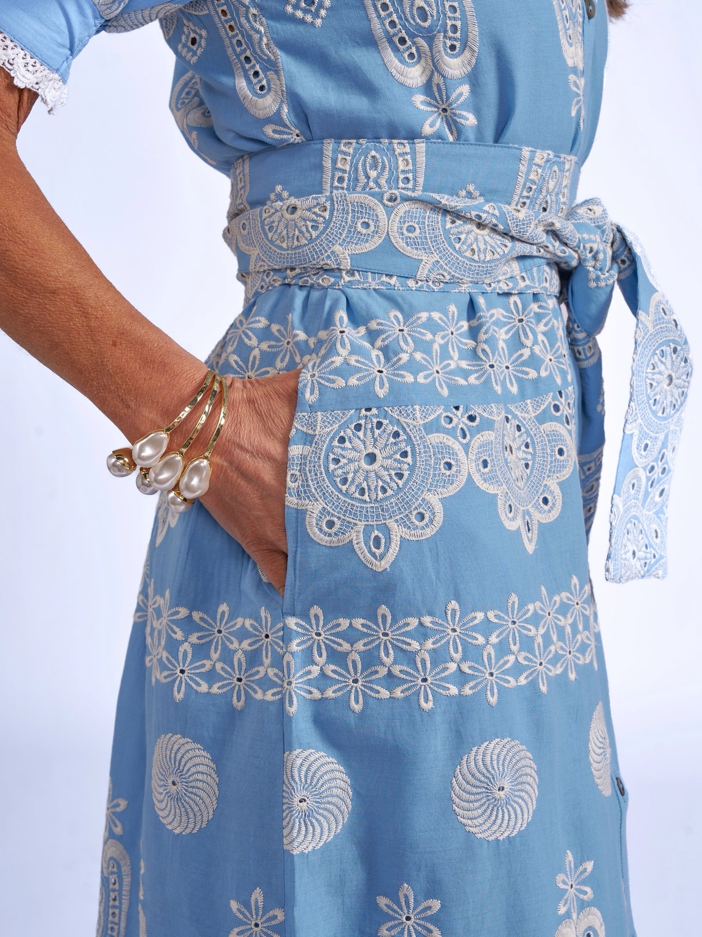 'SANI' PETITE MIDI DRESS IN BLUE - NEW