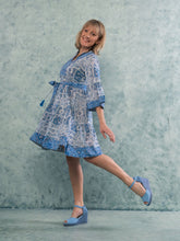 Load image into Gallery viewer, &quot;IBIZA&quot; DRESS (Short) PATCHWORK BLUE
